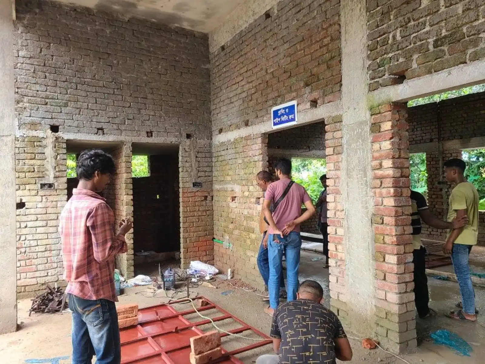 Workers fitting out the ground floor of the Abul Khair Academic Building